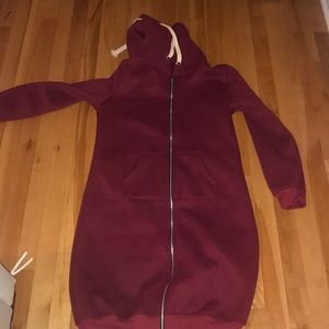 Tunic zip up hooded sweatshirt